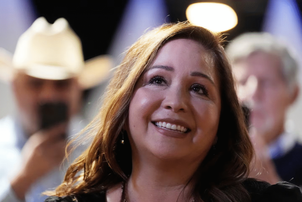 Adelita Grijalva celebrates her election victory in Arizona.