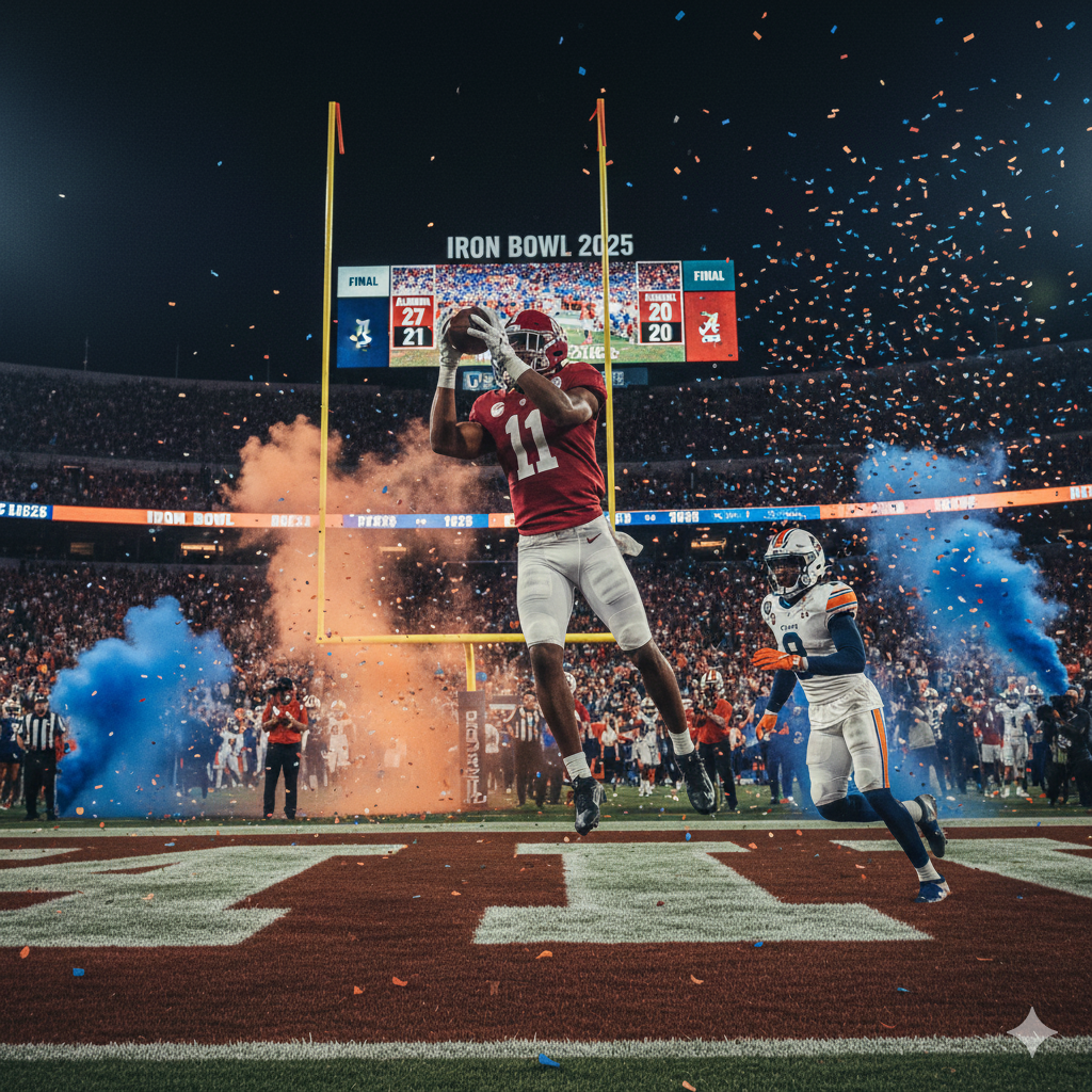 Alabama Escapes Auburn in Iron Bowl Thriller 27-20 Nail-Biter!