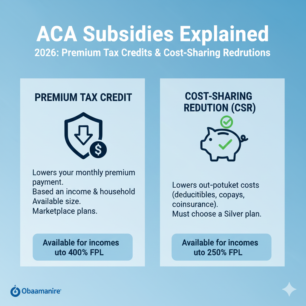ACA subsidies 2026: premium tax credits and cost-sharing reductions explained