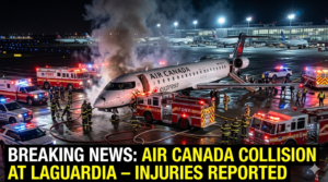 Breaking: Air Canada Plane Collides with Fire Truck at LaGuardia Airport – Passengers Injured in Shocking Incident