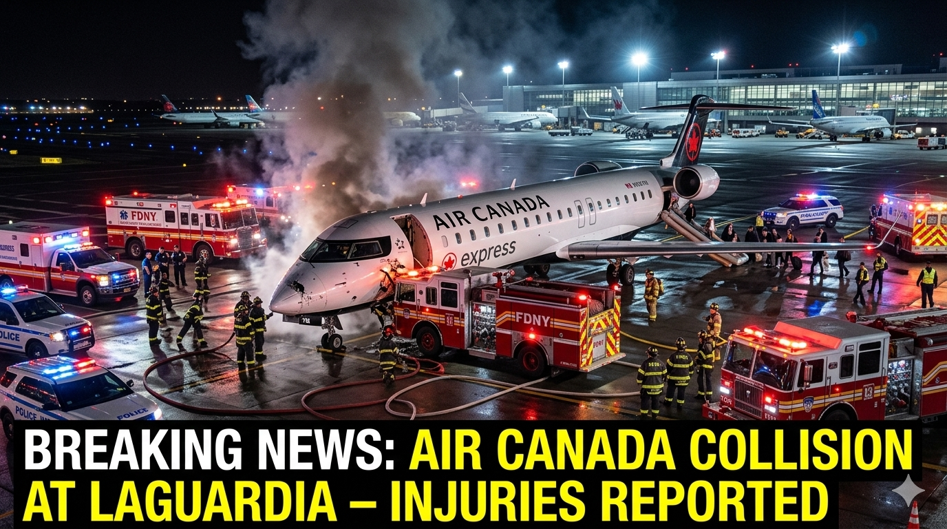 Breaking Air Canada Plane Collides with Fire Truck at LaGuardia Airport – Passengers Injured in Shocking Incident