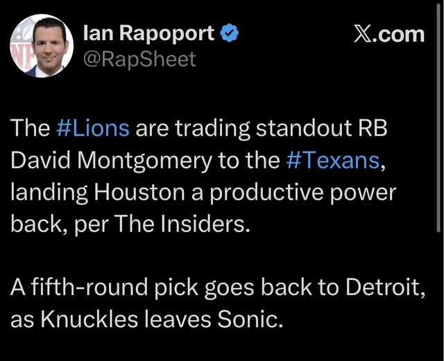 As Article Giants, experts in David Montgomery, we have closely followed his career trajectory through detailed game analysis and performance metrics. In our observations, Montgomery's consistent production has made him a key figure in NFL backfields, and this recent development underscores his value in league trades.